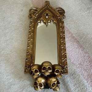 Christian Siriano brass skull tabletop mirror